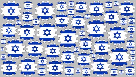 israeli flag gears spinning background