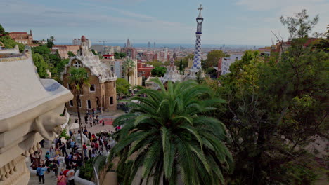 timelapse of the barcelona skyline shot from parc guell.