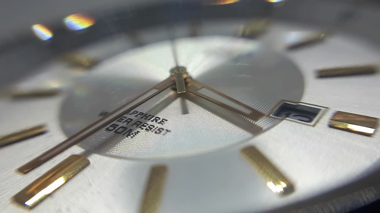 Close-Up Of Men‘s Wrist Watch. Time Lapse