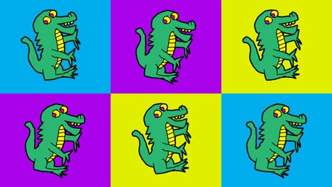 niños dibujando arte pop fondo sin costuras con tema de cocodrilo