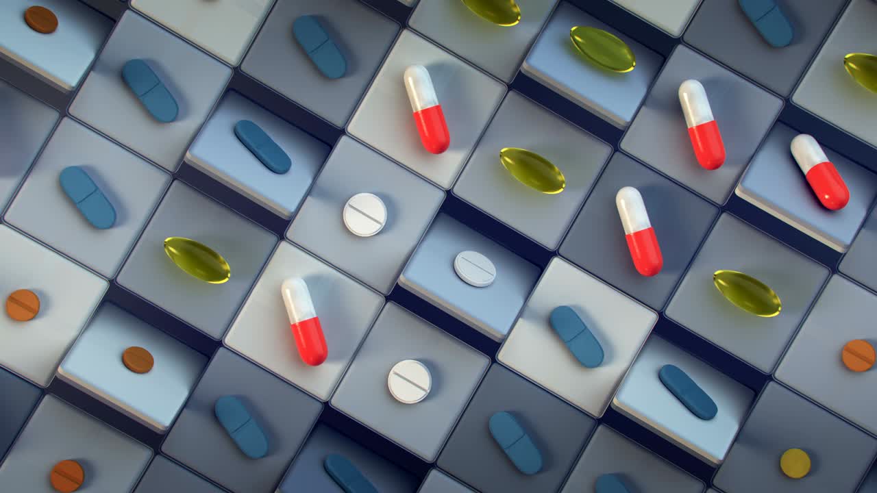 다양한 의약품 3d 렌더링 원활한 루프 애니메이션
