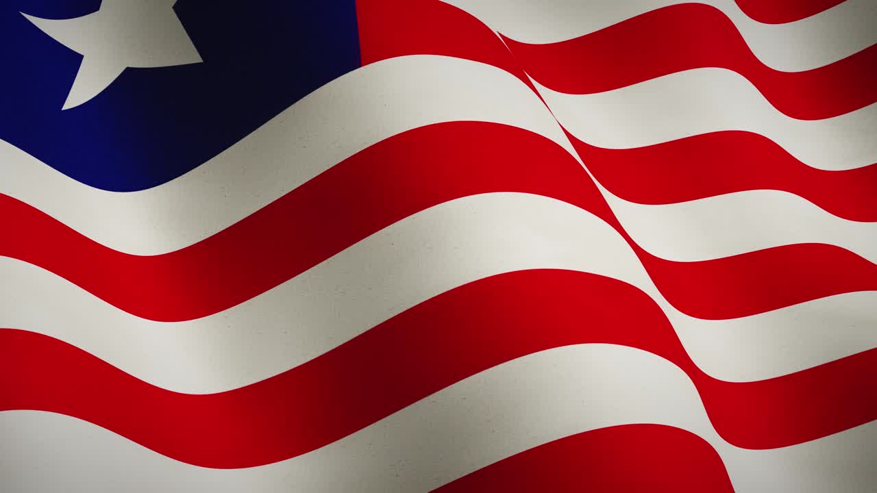 liberia ondeando la bandera de fondo como emblema de la democracia - animación de video sin problemas