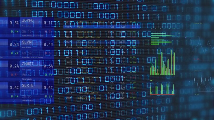 Animation of binary coding and financial data processing