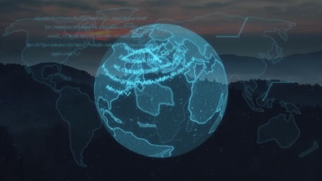 animation of globe spinning over landscape
