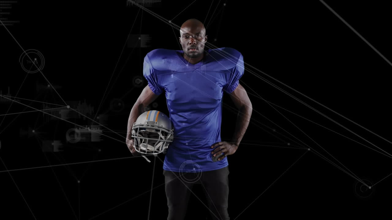 Animation of network of connections over african american american football player