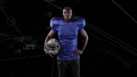 animation of network of connections over african american american football player