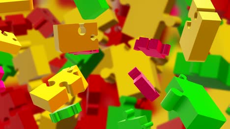 abstract colorful rotating puzzle pieces