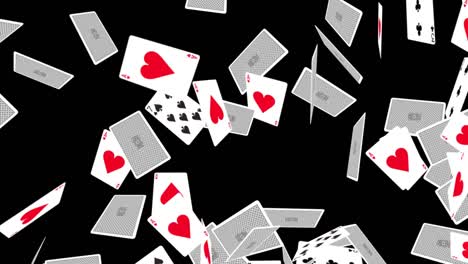 playing cards fall down 4k 3d alpha green screen loop animation.