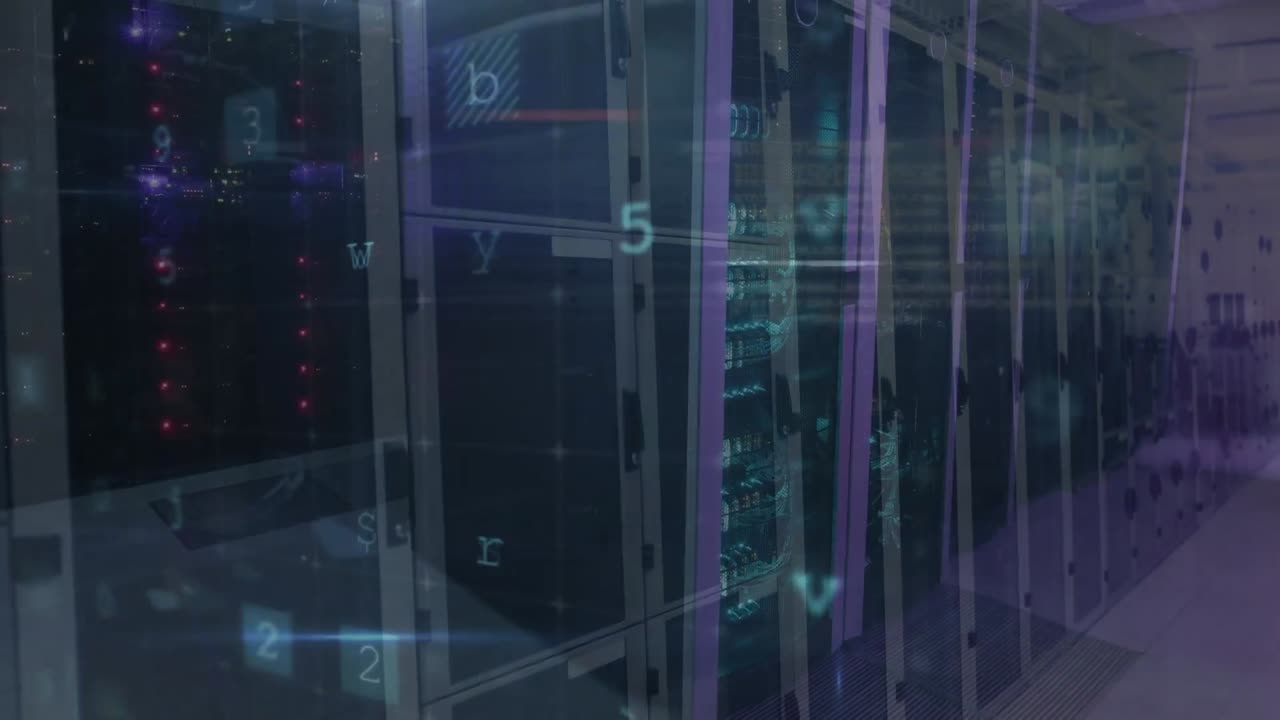 Animation of data processing over server room