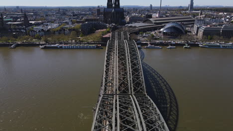 flyover hohenzollern bridge reveals cathedral and central station cologne germany