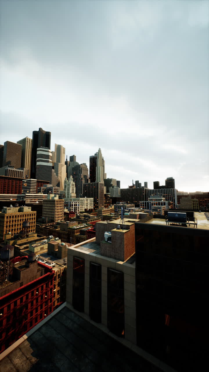 Un bellissimo paesaggio urbano con edifici alti e un cielo nuvoloso