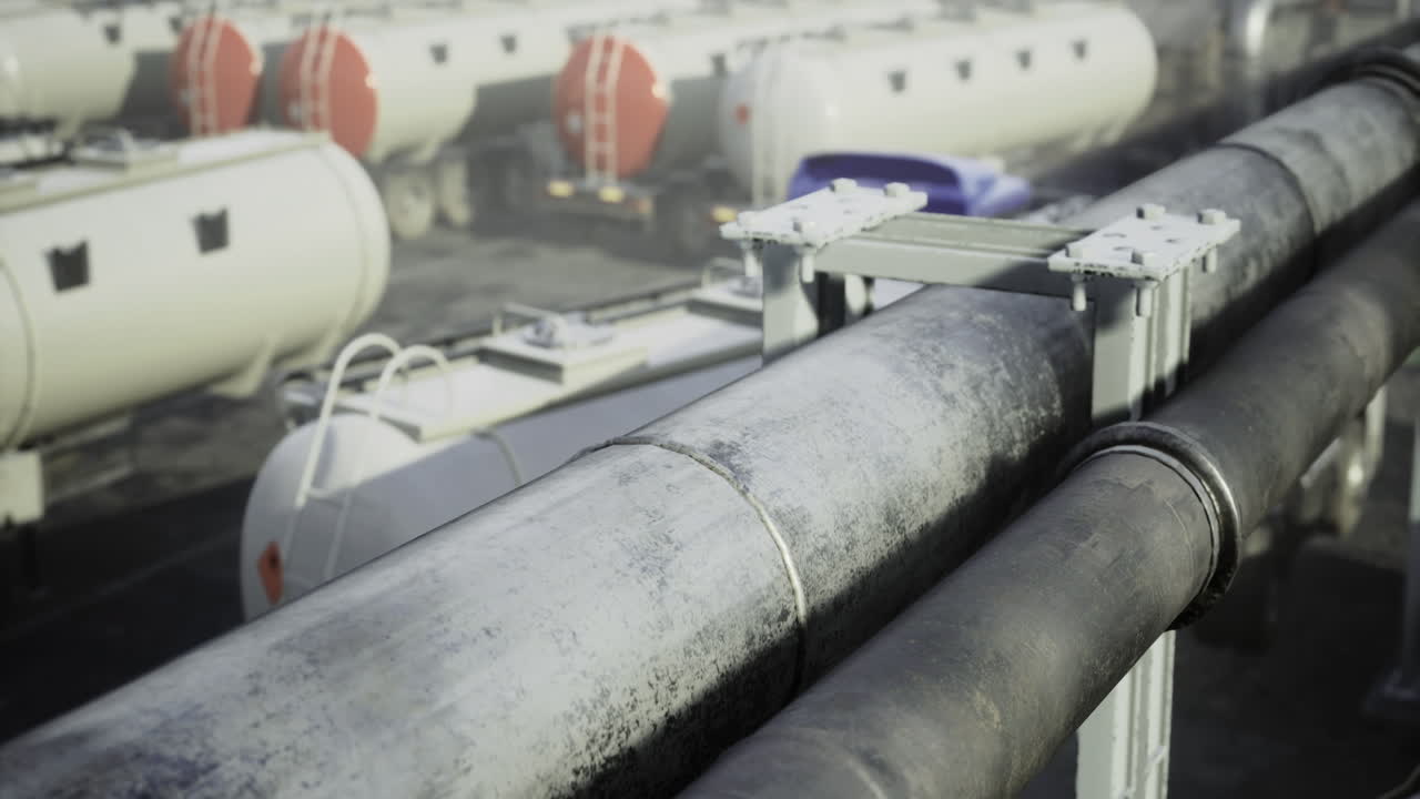 Industrial pipeline system with storage tanks during daylight hours