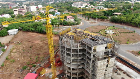 a modern high rise construction site in nigeria in west africa - aerial view