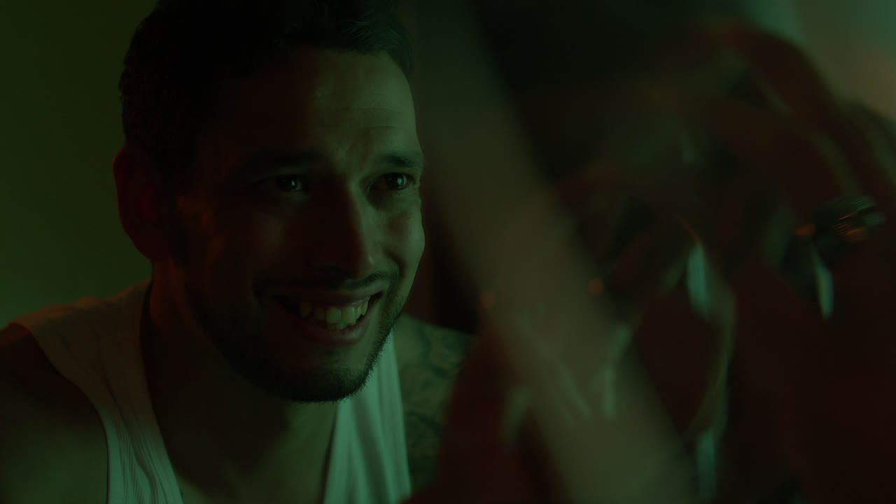 Portrait of a man with green lighting