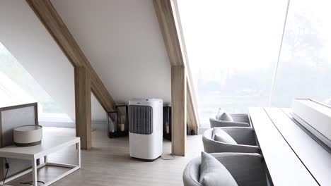 daylight changes in a modern attic living space.