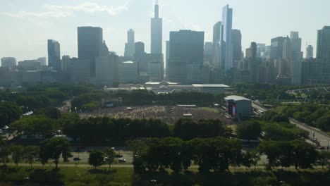 aerial view of lollapalooza music festival - commercial use