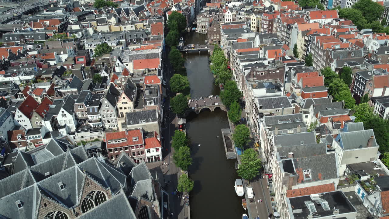 Amsterdam Canal Cityscape Aerial View