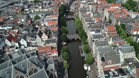 amsterdam canal cityscape aerial view