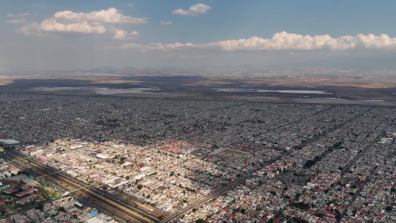 Densely populated urban area of Ecatepec, Mexico, as seen from above