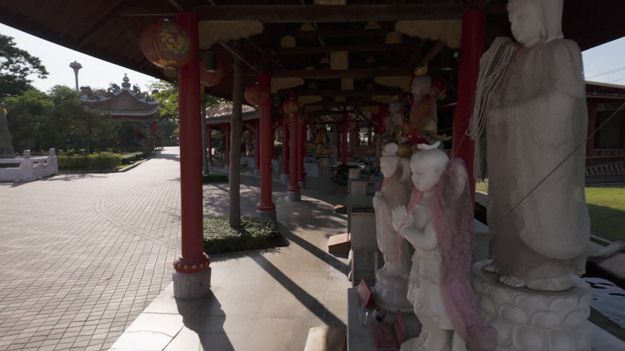 Suphanburi City Pillar Shrine Within The Dragon Descendants Museum In Suphan Buri Province, Thailand. Tilt-up Shot