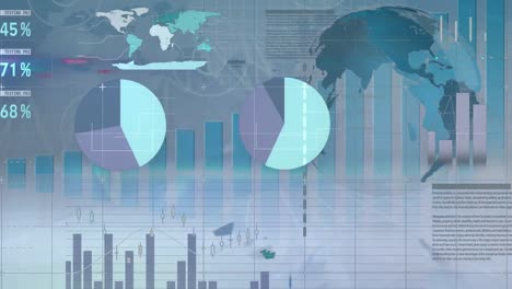 Animation-of-charts-and-data-processing-over-globe-and-screen