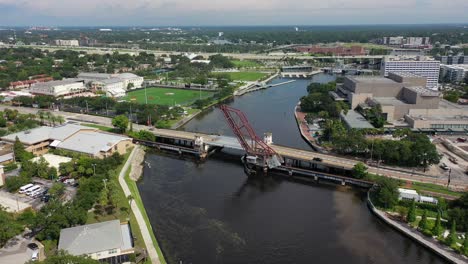 draw bridge in the downtown tampa, florida over hillsborough river