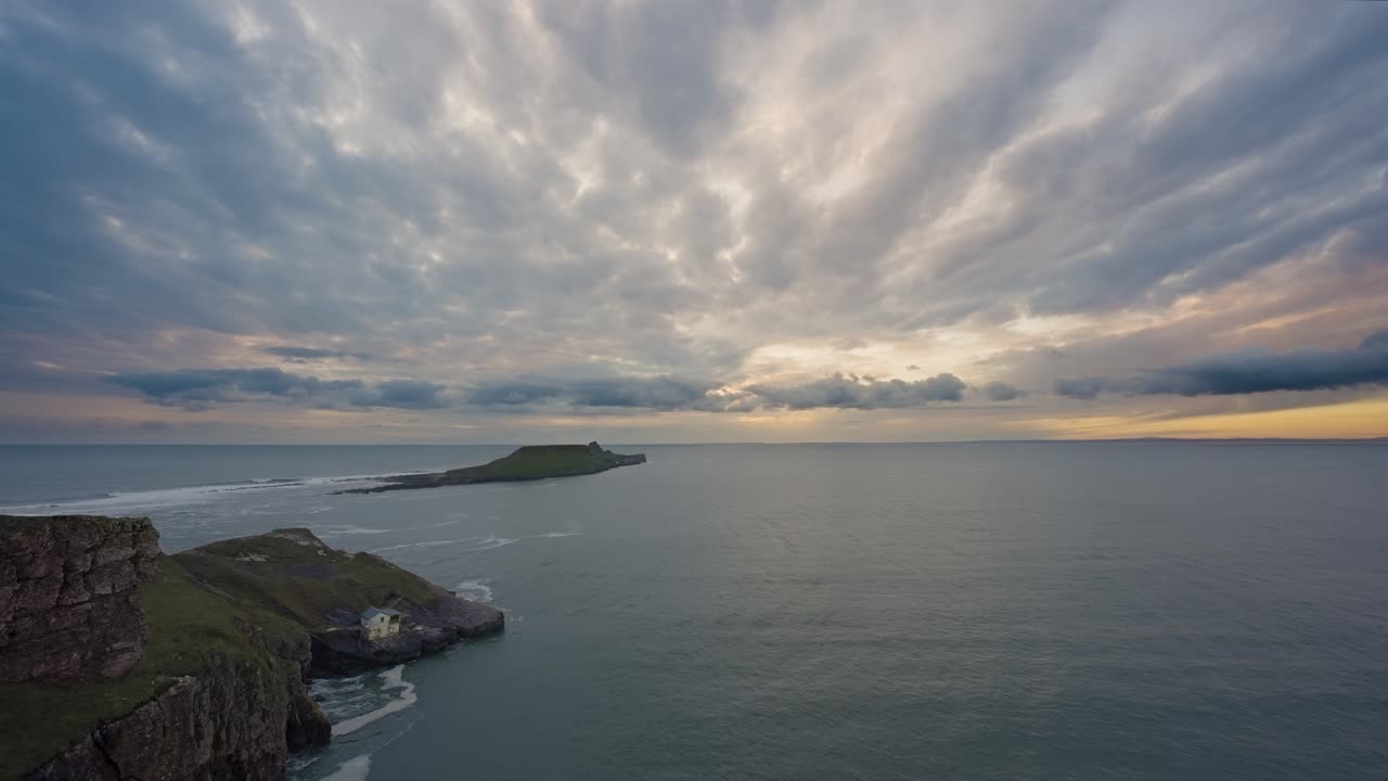 Dramatic Sunset Over Coastal Isle