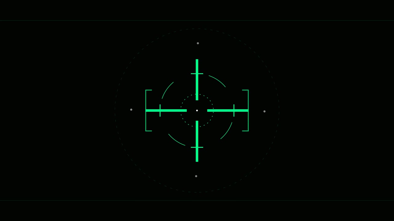 Digital Green Crosshair HUD Overlay on Black Background