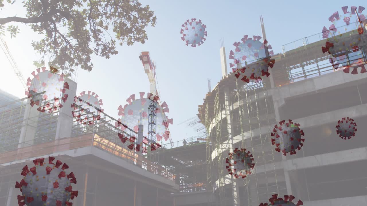 코로나바이러스 세포가 도시에 퍼지고 있습니다.