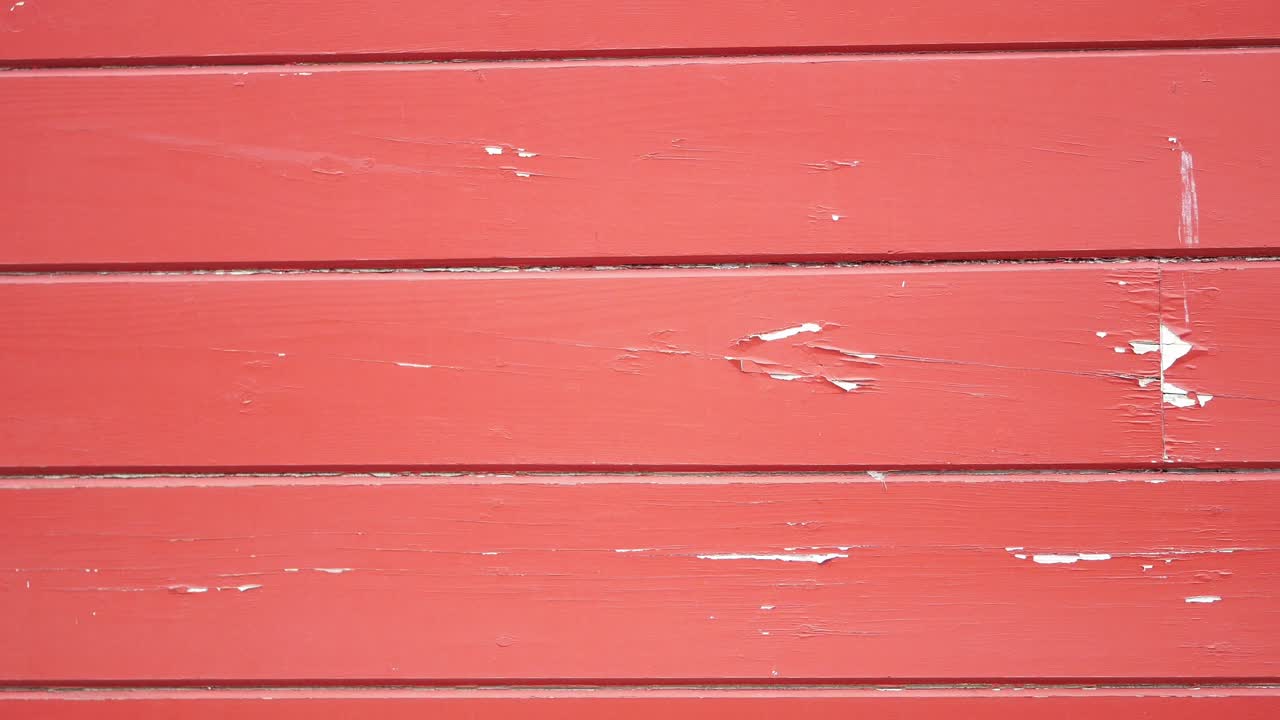 Red Painted Wooden Wall with Peeling Paint
