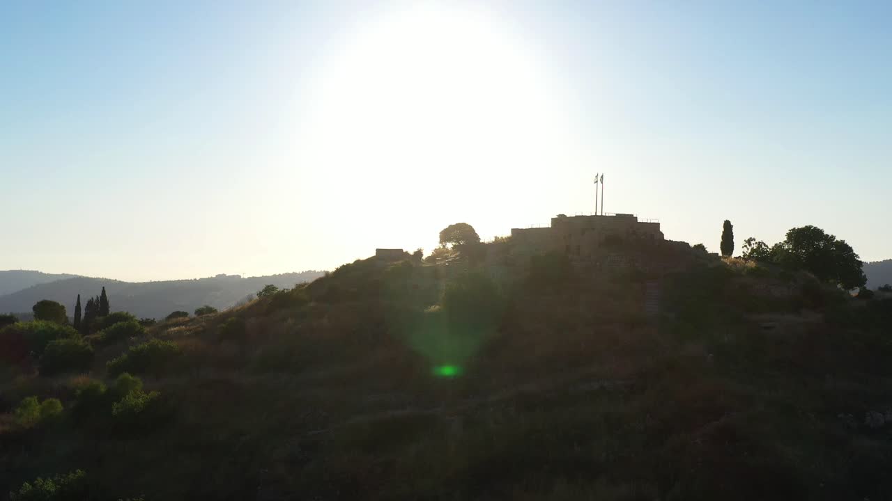 Ancient Fortress on Hilltop at Sunrise/Sunset