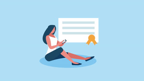 education online with female student using smartphone