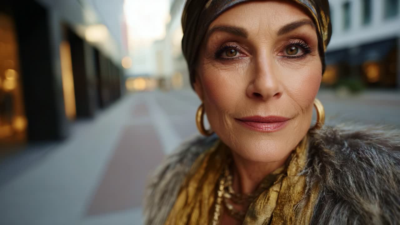 Mulher elegante em trajes vibrantes posa com confiança em ambiente urbano, capturando a essência do estilo moderno e da graça em meio à vida na cidade em duas fotos
