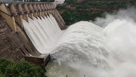 Beautiful views of Srisailam Reservoir With Water Flowing in Ultra Slow Motion