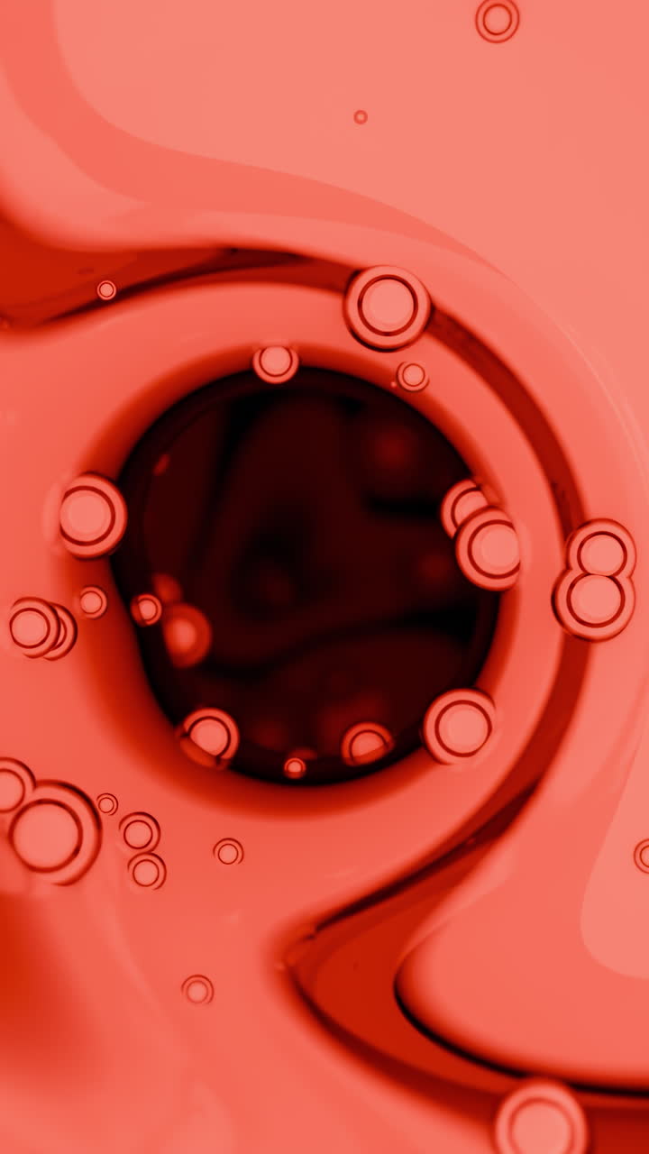 Abstract Red Liquid with Bubbles