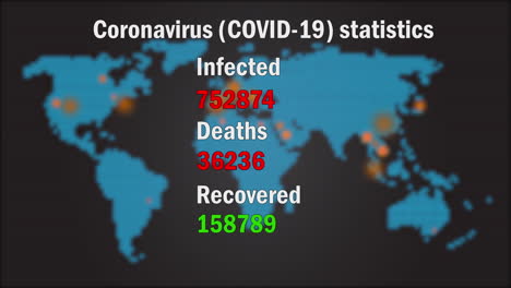 Statistiken-Zur-Verbreitung-Des-Corona-Virus-Auf-Der-Digitalen-Punktmatrixkarte,-Informationen-Zu-Covid-19