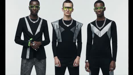 fashion forward: a stunning showcase of contemporary styles featuring striking black and silver outfits, bold accessories, and modern eyewear for a unique look