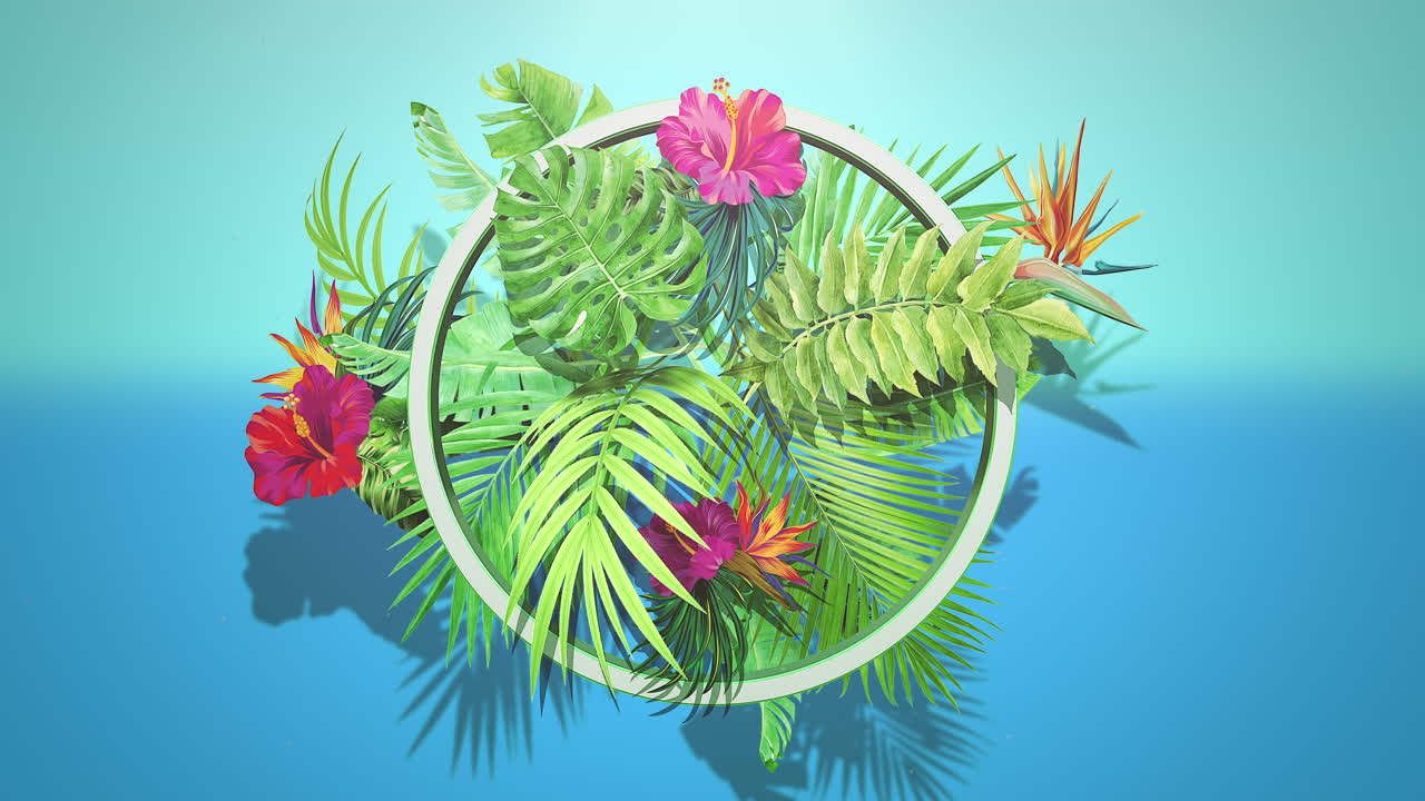 근접 촬영 열 대 꽃과 잎 여름 배경 3