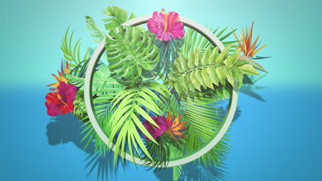 Closeup-tropical-flowers-and-leaf-with-summer-background-3