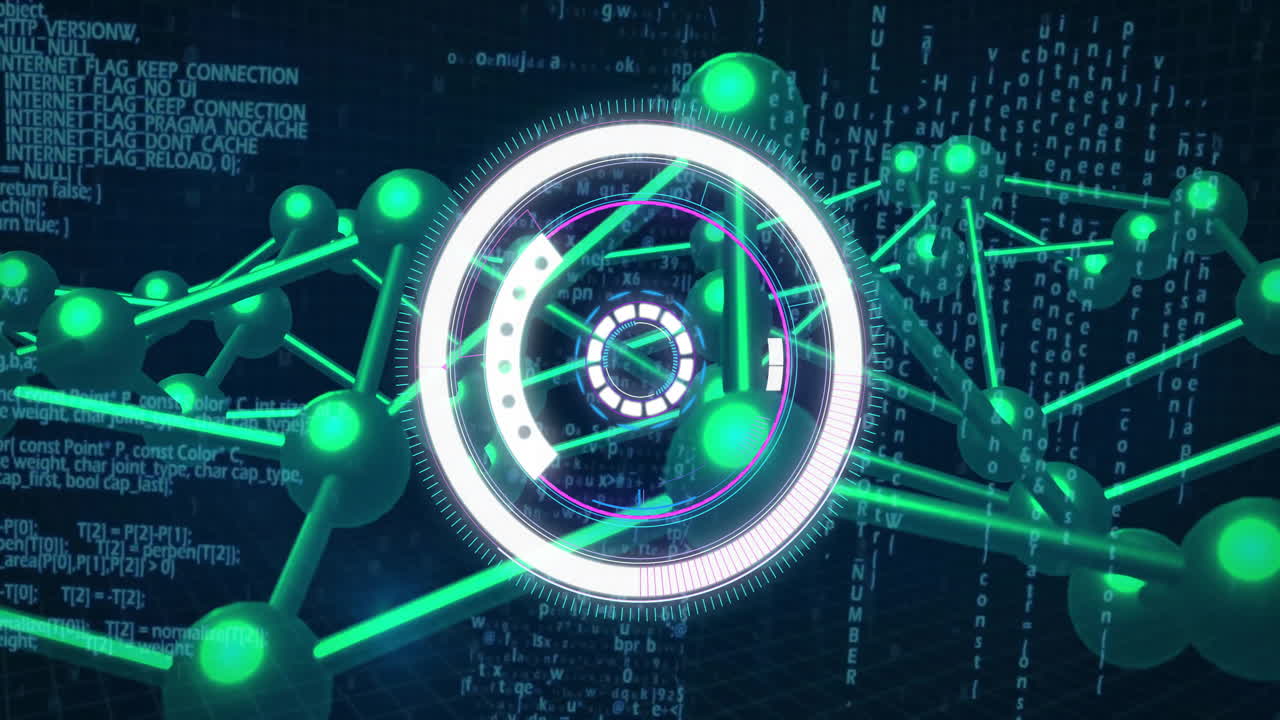 animación de la cadena de adn, procesamiento de datos digitales sobre escaneo de alcance en fondo negro