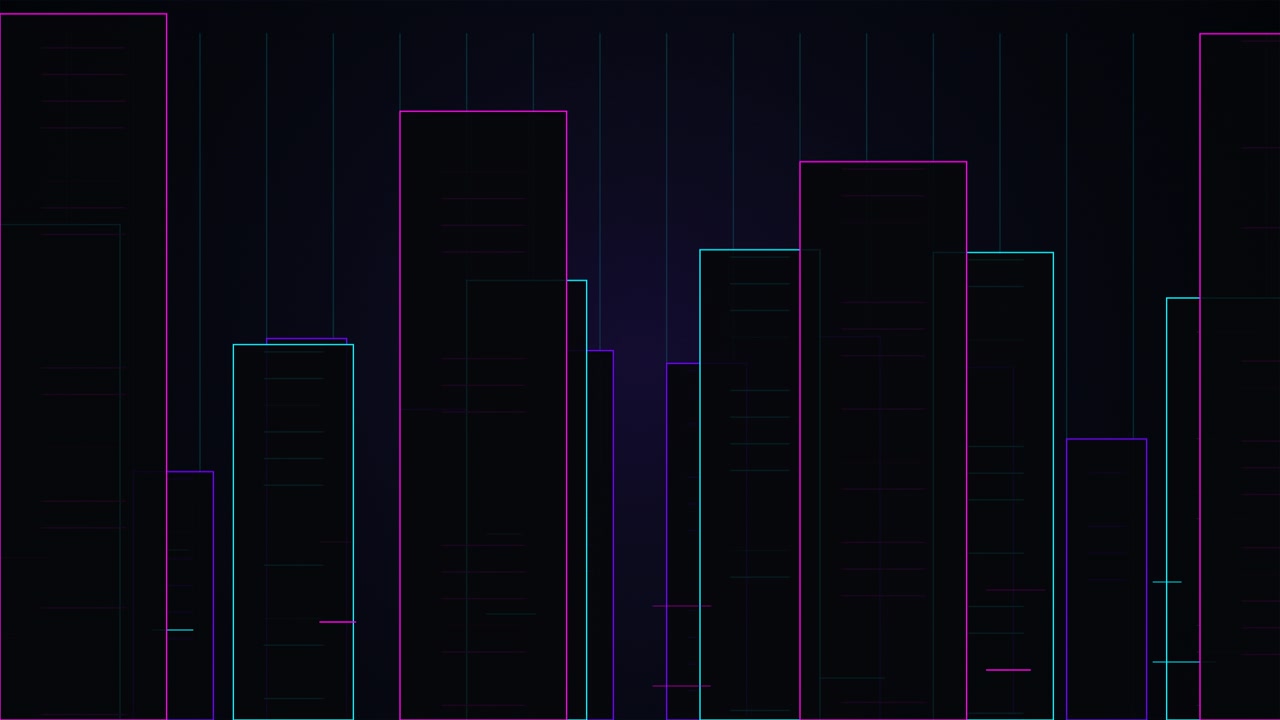 Abstract Neon City Skyline Outline Animation