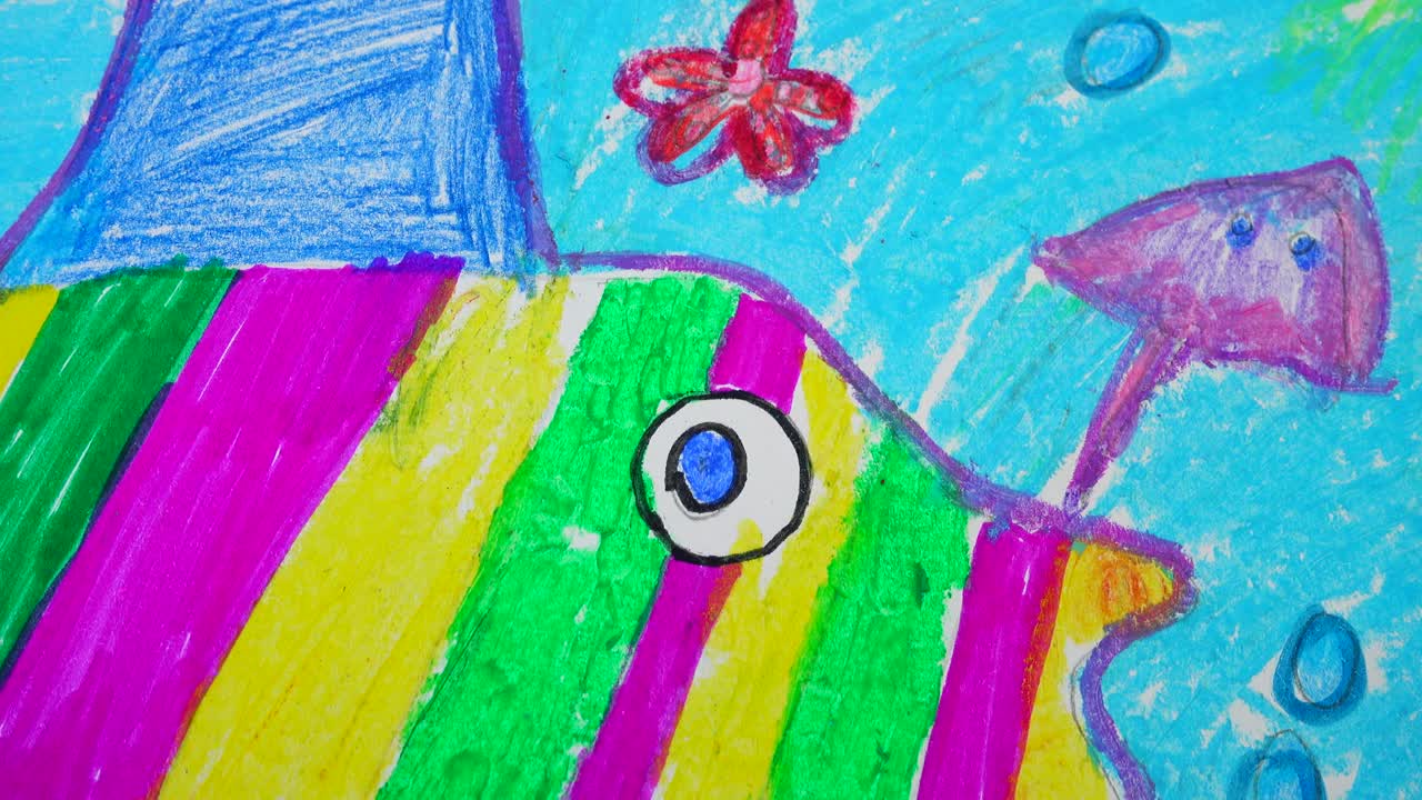 O desenho de peixes na água