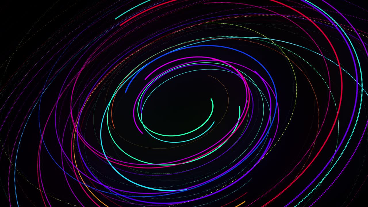 stylish creative abstract background in 4k. colored lines swirling in spiral fly along swirling path. Motion design bg of particles shaping lines, helix and abstract structures. 3d render