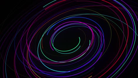 estilo creativo fondo abstracto en 4k. líneas de color girando en espiral volar a lo largo de la ruta giratoria. diseño de movimiento bg de partículas que dan forma a líneas, hélice y estructuras abstractas. render 3d