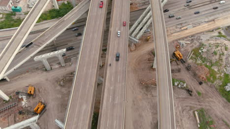 brids eye view of traffic on 610 and 59 south freeway in houston, texas