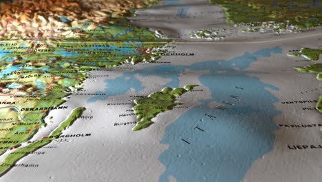 Ostsee-Und-Schwedische-Ostküste-Auf-Geländekarte,-Nahaufnahme-Der-Umlaufbahn