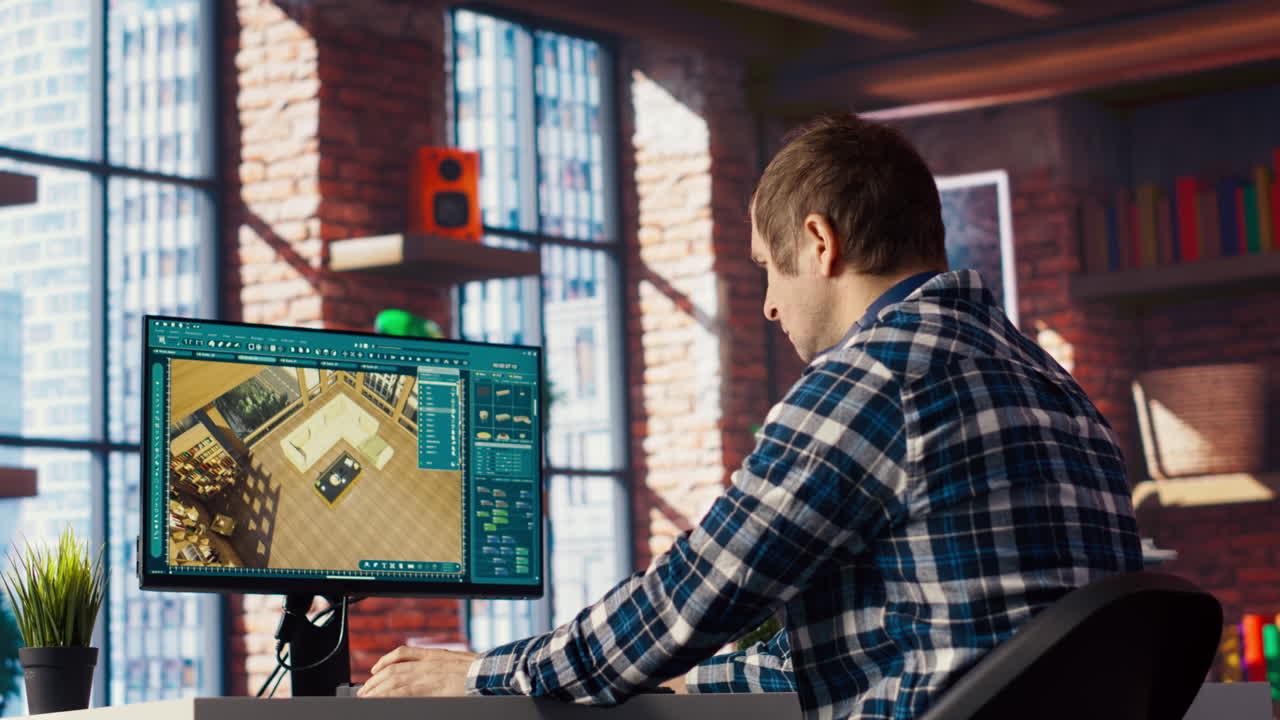 teletrabajador en la sala de estar en la oficina en casa usando la pc de la llave chroma para responder correos electrónicos