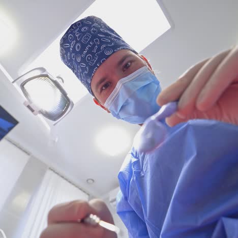 bottom view of female dentist
