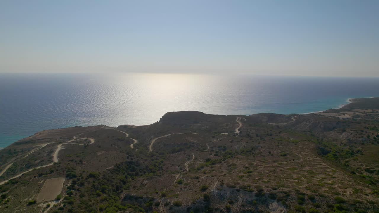 Aerial view of countryside and sea, Kos, Greece