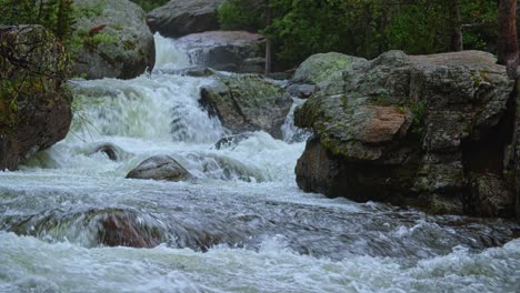 fresh water streams over falls in the north saint vrain creek in the rocky mountain national park, colorado, usa